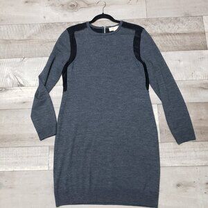 Michael Kors Grey & Black Merino Wool Blend Dress Size Large
